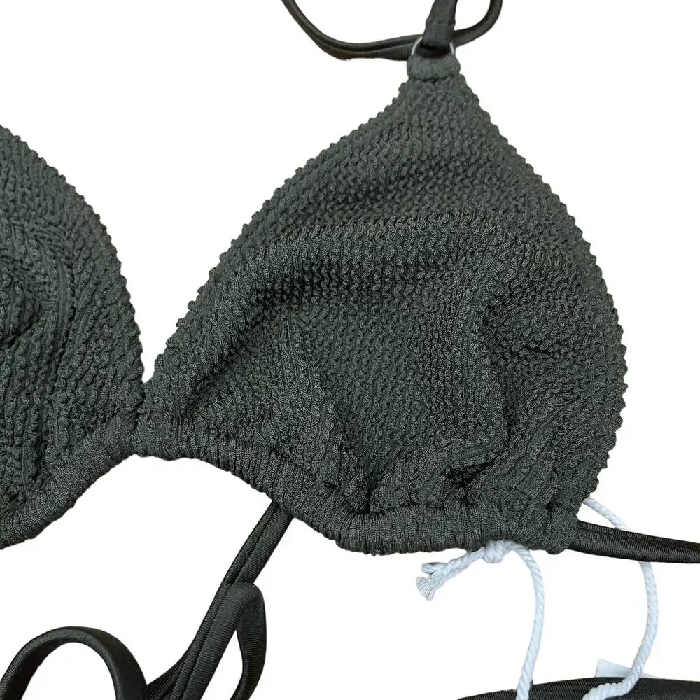 Good American Always Fits Tiny Ties Bikini Top Stormy Green Size‎ 1/2
